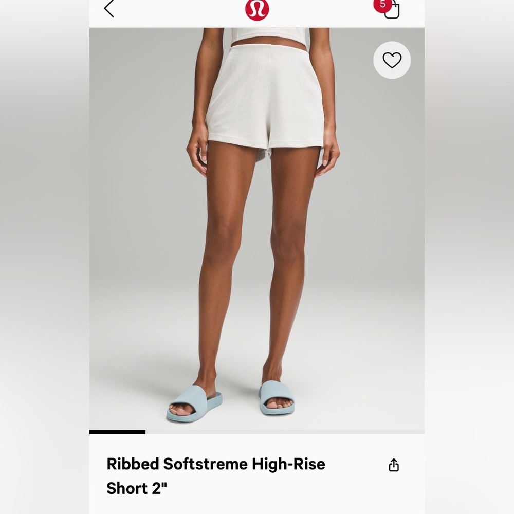 NWTO lululemon Ribbed Softstreme HR Short 2” . Size 8 . Color Bone